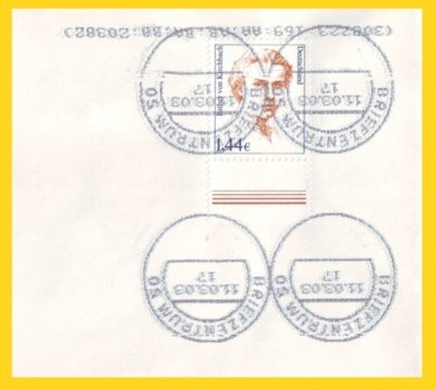 sehr seltener Versuchsstempel Tintenstrahlentwertung im Briefzentrum 50