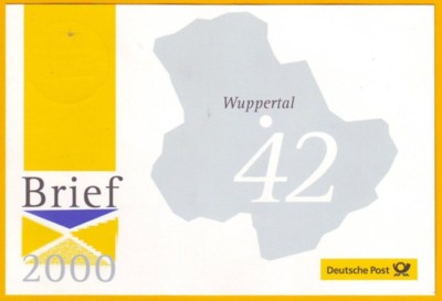 Die Umrisse des Briefzentrumgebietes Wuppertals (BZ 42) - Vorderseite eine Sonderpostsache zur Einladung der Gäste für die Eröffnungsfeier