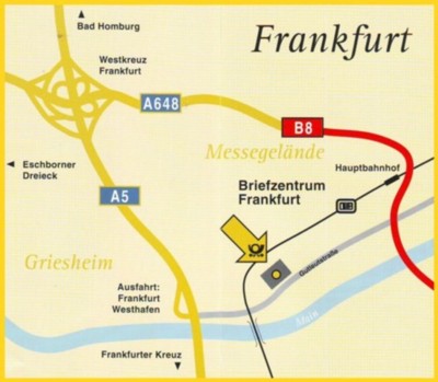 Die Lage des Briefzentrum 60 Frankfurt