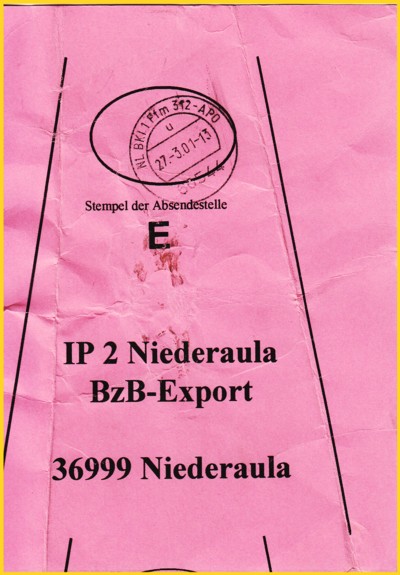 Eine Beutelfahne vom IPZ 1 zum IPZ 2 