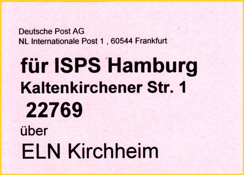 Beutelfahne für Rollbehälter aus der Vorläuferzeit des IPZ 2 - erkennbar am Vermerk "ELN Kirchheim"