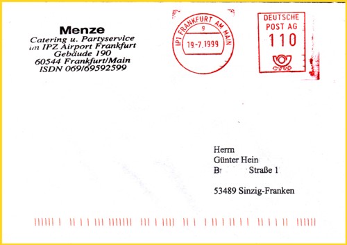 Postfreistempelung vom IPZ - dieser Stempel war nur sehr kurze Zeit in Einsatz und dürfte nicht sehr häufig sein