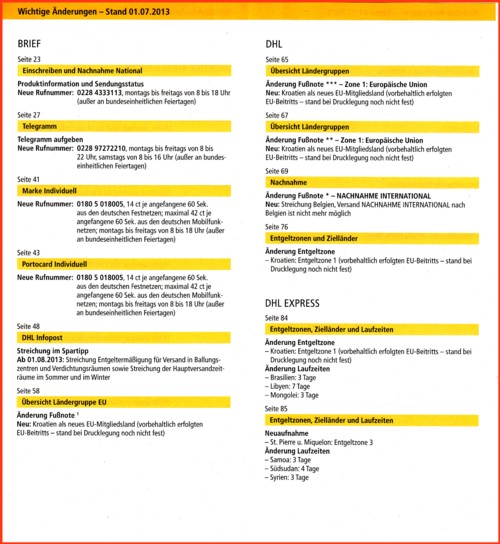 Ergänzungsflyer zum Postgebührenheft 1.1.2013 - Teil 2 Ergänzungsflyer zum Postgebührenheft 1.1.2013 - Teil 2