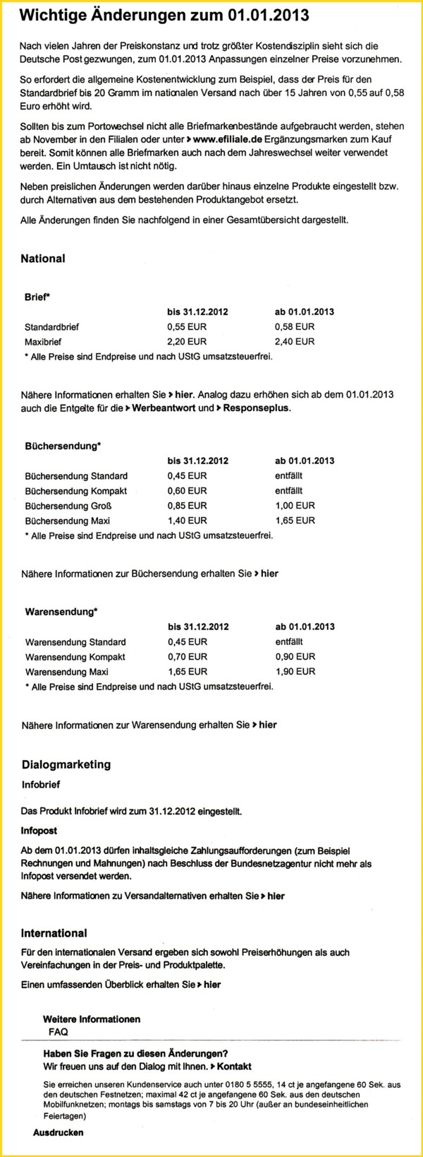 Änderungen Bücher- und Warensendungen ab 1.1.2013 Änderungen Bücher- und Warensendungen ab 1.1.2013