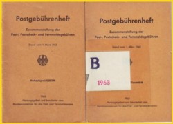 Postgebührenheft vom 1. März 1963 - einmal für 20 Pfennig für Jedermann, einmal unverkäufliches Dienstexemplar