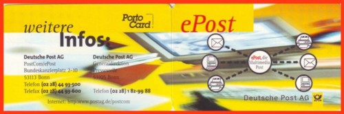 Rückseite einer Portocard mit ePostwerbung