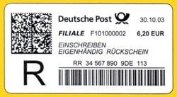Digitalmarke mit Einschreiben Eigenhändig Rückschein