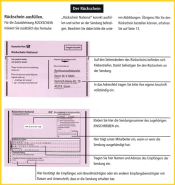 Der geänderte Rückschein Inland