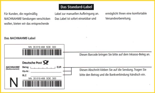 Das neue Standard-Label Nachnahme erstmals mit Strichcode