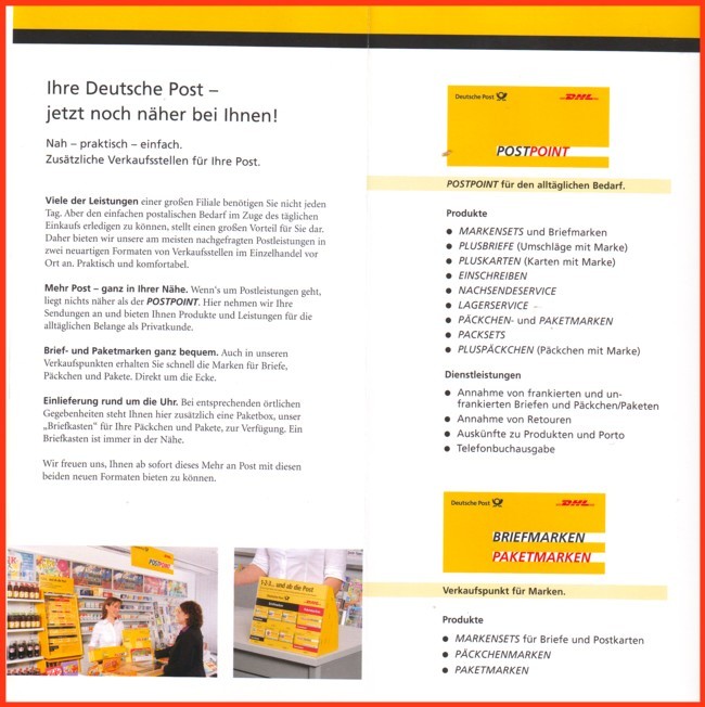 Ein Teil der Postwurfsendung an alle Haushalte mit Informationen zum Postpoint