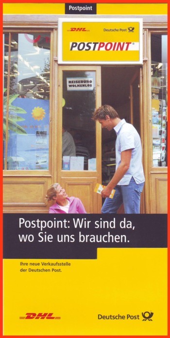 Paketmarke gekauft und aufgeliefert an einem Postpoint der 1. Generation - für diesen Fall wird natürlich als Einlieferungsnachweis der Tagesstempel benötigt - hier mit dem typischen Unterscheidungsbuchstaben "pp"