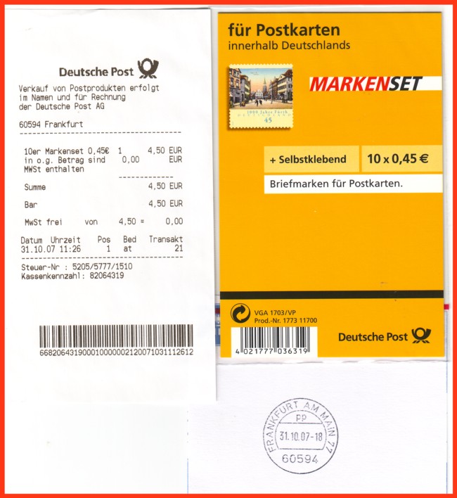 Quittung von einer Scannerkasse eines der wenigen Postpoints der versuchsweise mit dieser ausgestattet wurde