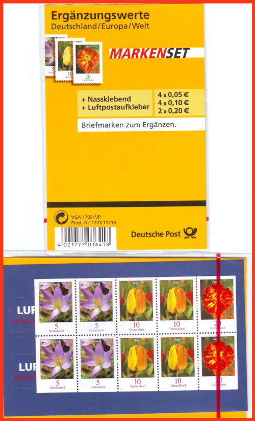 Hier einmal ein Markenset von vorne und hinten mit dem Zusammendruck Blumen