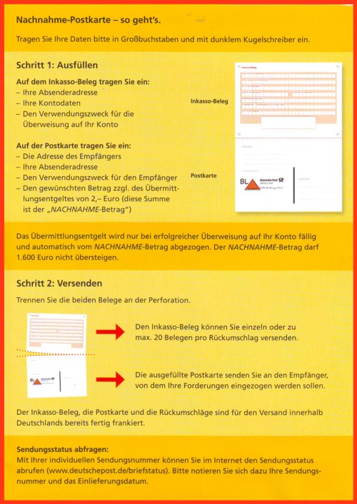 Dies ist die viel informativere Rückseite des Werbeflyers, wie das Produkt zu bearbeiten ist