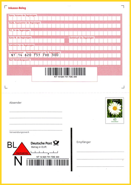 Die Überraschung des Jahres - eine Nachnahmepostkarte als Ganzsache - erhältlich seit Januar 2011