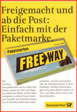 Postwerbung für die neue Freeway-Paketmarke Postwerbung für die neue Freeway-Paketmarke
