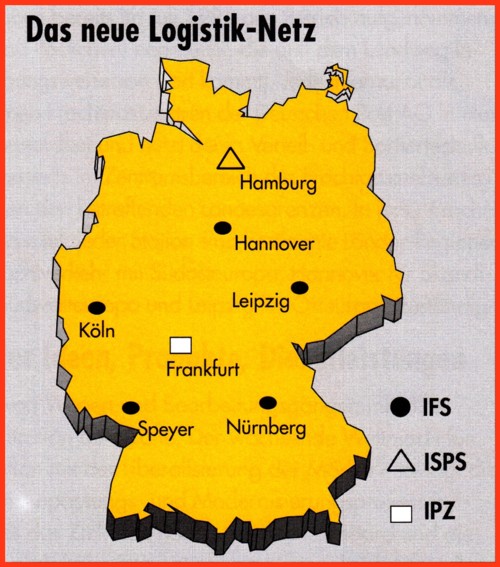 Die internationalen Auswechslungsstellen für den Fracht- und Briefdienst der Deutschen Post AG ab 1997 - das IFS Hannover wurde 2003 aufgelöst und nach Hamburg als IFS Hamburg verlagert