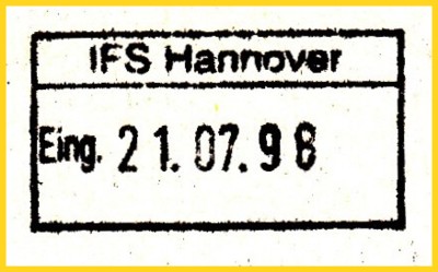 Eingangsstempel des IFS Hannover