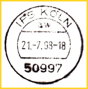 Sehr seltener Tagesstempel der IFS Köln