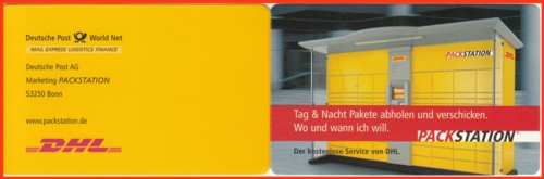 Klassische Portocard mit Packstationswerbung außen vom Marketing Packstation