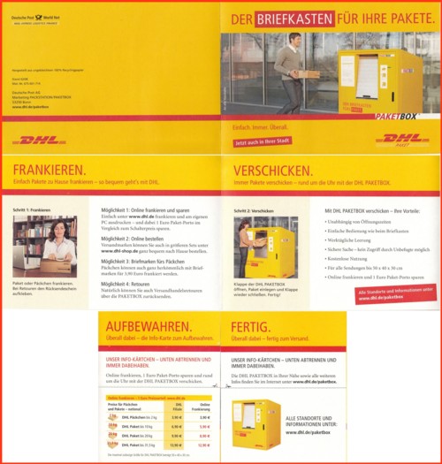 Die erste Postwurfsendung zur Paketbox - Stand September 2007