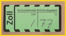 Mit Einführung des Euros wurde ein etwas abgewandelter gelber Aufkleber als neuer Zollaufkleber eingesetzt