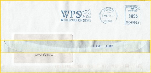 Konsoliderernummer K-2011 und Zählnummer auf der Rückseite aufgebracht mittels blauer Tintenstrahlschrift (selten)