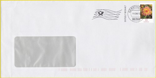 Infobriefsendung mit Tintenstrahlentwertung aus 86386 Gesthofen vom 11. April 2012 - Inhalt und Absender unbekannt - Hersteller des Mailings unbekannt (Sammlung D. Lüwer) - wer kennt hier Details von diesem Mailing ?