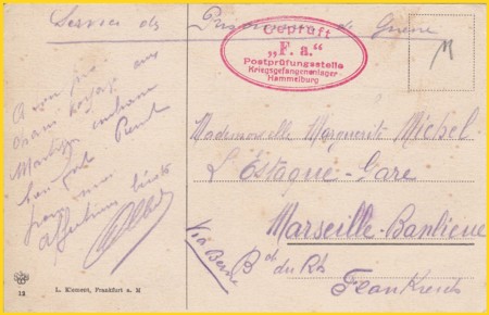 Die dazugehörige Karte - Kriegsgefangenensendung nach Frankreich - ein Datum ist hier nicht zu sehen Die dazugehörige Karte - Kriegsgefangenensendung nach Frankreich - ein Datum ist hier nicht zu sehen