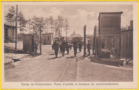 Ansichtspostkarte vom Lagereingang des Gefangenenlagers Holzminden Ansichtspostkarte vom Lagereingang des Gefangenenlagers Holzminden