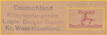 Hier noch einmal eine Ausschnittsvergrößerung von zwei der Nebenstempel des Briefes Hier noch einmal eine Ausschnittsvergrößerung von zwei der Nebenstempel des Briefes
