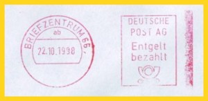 Einer von zwei sehr seltenen Übergangsversuchen vom Postfreistempel zum Frankierservice aus dem BZ 66