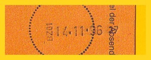 typischer Schaffnerzangenstempel - hier ohne Unterscheidungsbuchstaben