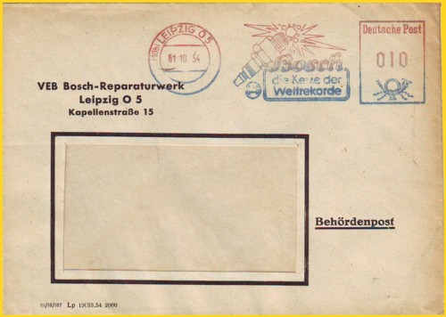Mischfarbe aus der Anfangszeit der Umstellung von roter auf blaue Farbe in der DDR im Jahre 1954