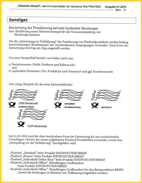 Die dazugehörige Ankündigung in der philatelie aktuell 1/2010
