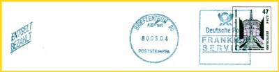 Eine ganz ungewöhnliche Absenderstempelung durch die Post (Frankierservice)