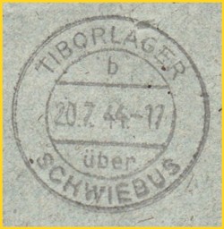 Tagesstempel "Tiborlager" mit Unterscheidungsbuchstaben "b"