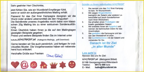 Die Rückseite des Versuchsbriefes aus Nürnberg
