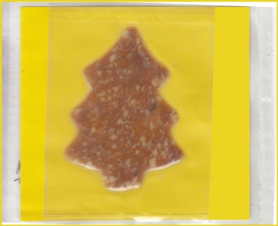 Die Rückseite des Wurstbriefes mit dem individuellen Weihnachtsgruß