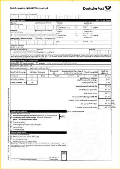 Die zweite Seite der Einlieferungsliste Die zweite Seite der Einlieferungsliste