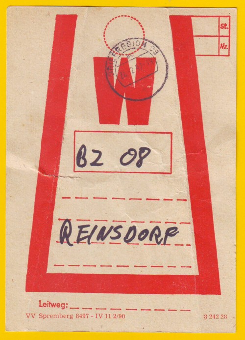 DDR-Wertbeutelfahne mit Briefregionsstempel 08