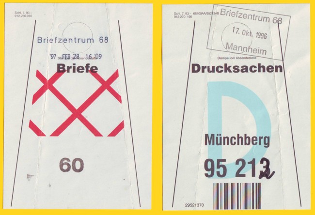 Die zwei Varianten des Briefzentrums 68 Mannheim