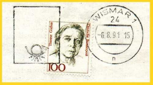 Zum Maschinenstempel umgerüstete Postfreistempelmaschine aus dem VGO