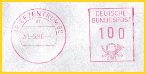 Postfreistempelung "Briefzentrum" mit alten Wertrahmen