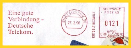 Einer von zwei bisher bekannten Absenderfreistempeln mit BZ-Angabe