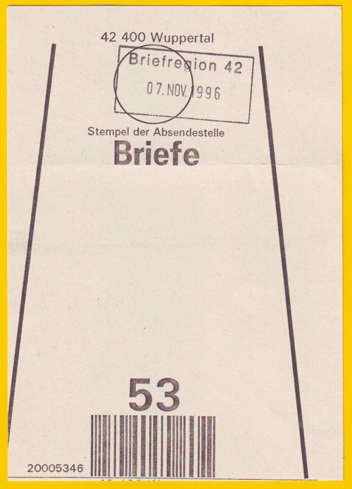 Frühester bisher bekannter Rechteckstempel der Briefregion 42
