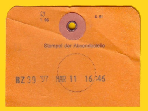Einzeiliger Stechuhrstempel aus dem BZ 39