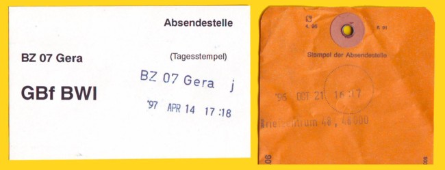 Nicht alltägliche zweizeilige Stempel aus Gera und Münster