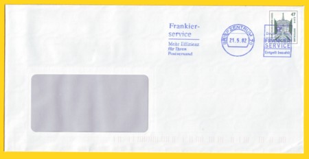 Plusbrief mit Fenster mit ungewöhnlicher Entwertung vom Briefzentrum 70 in Stuttgart