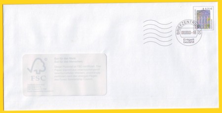 Plusbrief 25 Cent mit Fenster erstmals standardmäßig mit weißen Papier - Motiv Arolsen